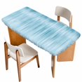 thumbnail image 1 of Teal Blue Table Cloths for 5 Foot Rectangle Tables, Modern Abstract Art Ombre Striped Patio Waterproof Elastic Fitted Tablecloths, Washable Rectangular Table Cover for Camping, 1 of 8