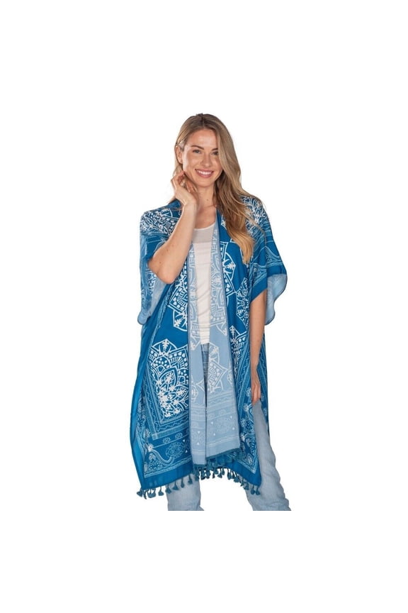 Teal Blue Tassel Kimono