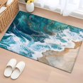 thumbnail image 1 of Teal Blue Washable Small Entryway Area Rugs 2'x3', Gradient Sea Wave Abstract Ocean Beach Scenery Low Pile Throw Rug Non-Slip Sturdy Edge Binding Carpet for Front Door Floor Room Entry, 1 of 9
