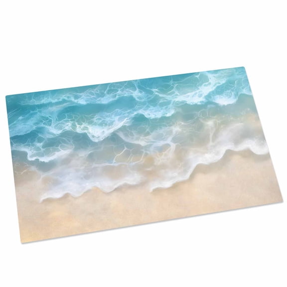 Teal Blue Water Ripple Door Mat 18x30 Inch Ocean Beach Summer Coastal Scenery Entryway Rug with Non-Slip Rubber, Front Door Rug Indoor Floor Mats for Living Room Bathroom Bedroom Home Office