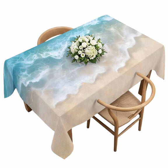 Teal Blue Water Ripple Rectangle Tablecloth Ocean Beach Waterproof Wrinkle Free Soft Table Cloth Spill-Proof Washable Table Cover for Dining Party Picnic 60 x 120 Inch