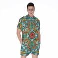 thumbnail image 1 of Teal Bohemian Mandala Pattern Short Sleeve Men'S Rompers Casual Summer Jumpsuits Outfit, 1 of 4