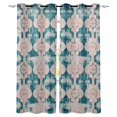 thumbnail image 1 of Teal Boho Blackout Curtains for Bedroom Living Room Darkening Curtains 54 Inch Long Farmhouse Retro Ethnic Turkish Pattern Motifs Short Curtain for Small Window Treatment Grommet Drapes 42"x54"x2, 1 of 9
