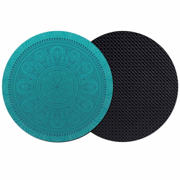 Teal Boho Coasters Set of 2, Farmhouse Abstract Geometric Aesthetic Art Absorbent Coasters for Drinks, Coaster for Bar Office Dining Coffee Table Accessories Decor, Non Slip Round Desk Coaster