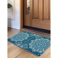 thumbnail image 1 of Teal Boho Floral Door Mat&nbsp;Indoor Outdoor Entrance, Non Slip Rug for Kitchen Bathroom Entryway Rug, Farmhouse Ethnic Tribal Abstract Art Washable Doormat Floor Mat 24x36 Inch, 1 of 8