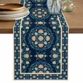 thumbnail image 1 of Teal Boho Floral Table Runner 108 Inches Long,Ethnic Tribe Farmhouse Artwork Cotton Linen Table Runners Dresser Scarves,Decorative Fabric Tabletop Scarf Furniture Cover for Home Dinner Party 13"x108", 1 of 9