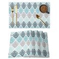 thumbnail image 1 of Teal Boho Flowers Placemats Set of 8 Modern Luxurious Ombre Geometric Floral Place Mats Indoor Wipeable Table Mats Washable Dining Table Placemats for Kitchen Holiday Party Home Decor 13x19 Inch, 1 of 9