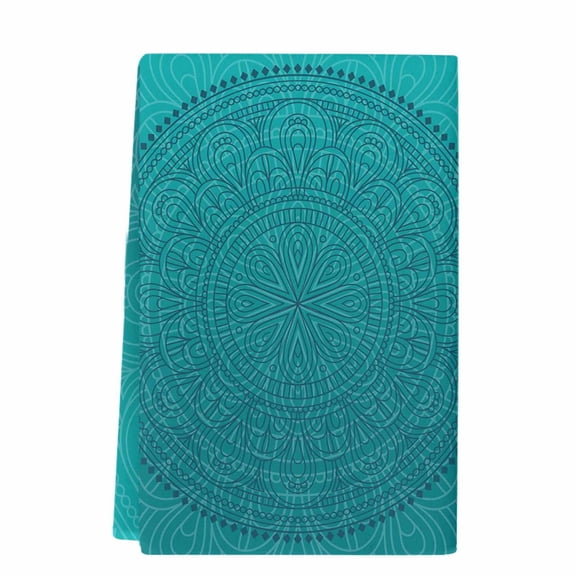 Teal Boho Kitchen Towels Set of 1, Absorbent Microfiber Dish Tea Towels with Hanging Loop, Farmhouse Abstract Geometric Aesthetic Art Resuable Hand Towel for Home Kitchen Cooking Cleaning 18"x28"
