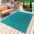thumbnail image 1 of Teal Boho Outdoor Rug for Patio/Deck/Porch, Non-Slip Large Area Rug 5 x 8 Ft, Farmhouse Abstract Geometric Aesthetic Art Indoor Outdoor Rugs Washable Area Rugs, Reversible Camping Rug Carpet Runner, 1 of 8