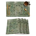 thumbnail image 1 of Teal Boho Placemats Set of 4, Ehtnic Modern Geometric Abstract Art Placemats for Dining Table, Place Mats for Kitchen Tabletop, Waterproof Wipeable Dining Table Mats Set, 1 of 9
