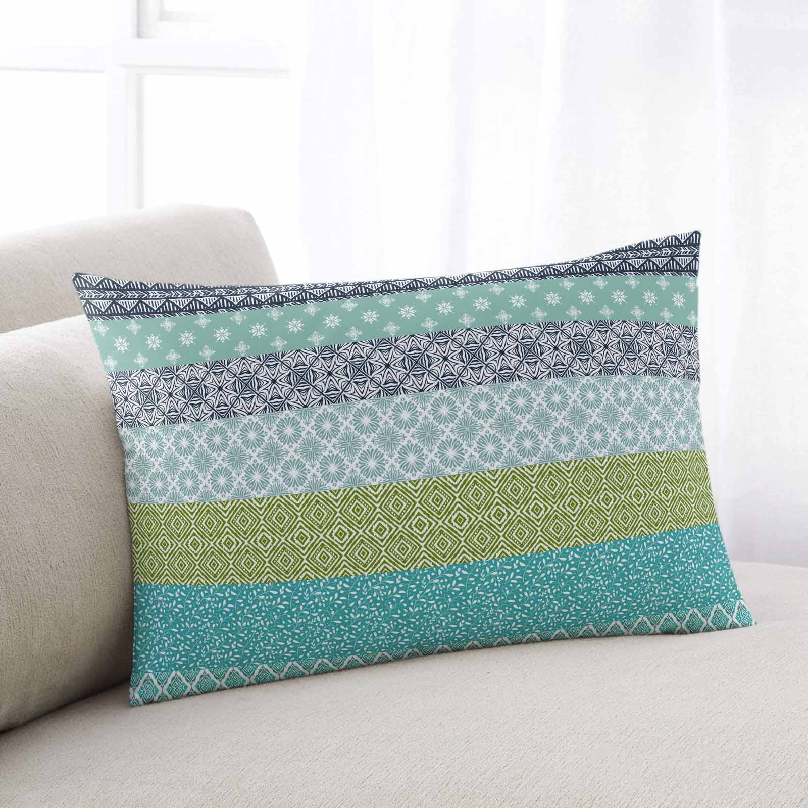 Teal Boho Rectangle Decorative Throw Pillow Cover Pillow Case Soft Cushion Case Lumbar Pillowcase for Couch Sofa Bedroom Car Farmhouse Boho Decor 20x36 In Bohemian Tribal Abstract Geometric Printed Wa...