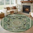 thumbnail image 1 of Teal Boho Round Area Rug 6 FT, Non Slip Bedroom Area Rug, Ehtnic Modern Geometric Abstract Art Washable Soft Circular Carpet Non-Shedding Floor Mat for Kitchen Dining Room Home Office Kids Room, 1 of 9