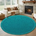 thumbnail image 1 of Teal Boho Round Area Rug 7 FT, Non Slip Living Room Area Carpet, Farmhouse Abstract Geometric Aesthetic Art Washable Soft Circular Rug Non-Shedding Floor Carpet for Bedside Office Play Room Classroom, 1 of 9