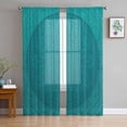 thumbnail image 1 of Teal Boho Semi Sheer Curtains 63 Inch Length 2 Panels Set, Farmhouse Abstract Geometric Aesthetic Art Sheer Kitchen Curtain Privacy Voile Window Curtain for Living Room Bedroom Rod Pocket Drapes, 1 of 7