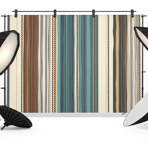 Teal Boho Stripes Backdrop for Photoshoot,Photography Photo Studio Background Wall Backdrop,Modern Bohemia Brown Beige Texture Back Drop Banner Panel for Portraits Wedding Party Live Streaming 12x8Ft