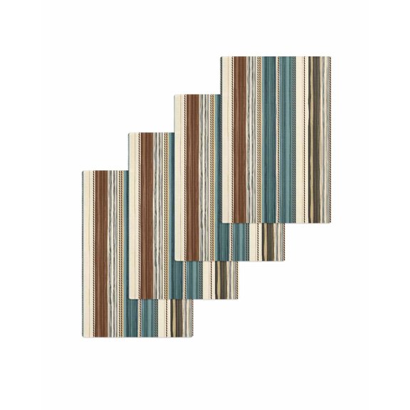 Teal Boho Stripes Kitchen Dish Towels for Drying Dishes Set of 4, Modern Bohemia Brown Beige Texture Waffle Weave Microfiber Terry Hand Tea Bathroom Towels Quick Dry & Absorbent Towel 15.7x23.6