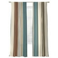thumbnail image 1 of Teal Boho Stripes Sheer Curtains 96 Inch Length 2 Panels Set, Semi Transparent Voile Rod Pocket Curtains for Living Dining Room Bedroom Drapes Modern Bohemia Brown Beige Texture, 1 of 6