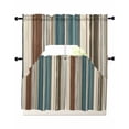 thumbnail image 1 of Teal Boho Stripes Swag Curtains for Living Room/Bedroom Windows, Modern Bohemia Brown Beige Texture Kitchen Curtains and Valances Set 36 Inch Length, Light Filtering Swags Valance Curtain Panels, 1 of 5
