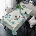 thumbnail image 1 of Teal Boho Table Cloth Waterproof Tablecloths, Vintage Pattern Ethnic Flower Tribal Leaf Tablecloth Dining Table Cover for Kitchen Party Tabletop Outdoor, Rectangle Tablecloth 54x108 Inch, 1 of 9