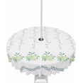 thumbnail image 1 of Teal Botanical Outdoor Tablecloth - 60x60 Inch Square Dining Table Cover, Watercolor Spring Floral Elegant Waterproof Outdoor Table Cloth with Umbrella Hole & Zipper for Picnic/Patio/Party, 1 of 1