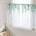 thumbnail image 1 of Teal Botanical Sheer Curtains 54 Inch Length 2 Panels Set for Living Room/Bedroom, Spring Weeping Eucalyptus Leaves Semi Curtain Sheers Drapes Rod Pocket Curtains Window Treatment Set 52''x54''x2, 1 of 7