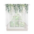 thumbnail image 1 of Teal Botanical Swag Valances for Windows, Sage Green Eucalyptus Leaves Watercolor Rod Pocket Sheer Valances for Large Windows, Swag Toppers Light Filtering for Kitchen Living Room 2 Panels 36''x63'', 1 of 3