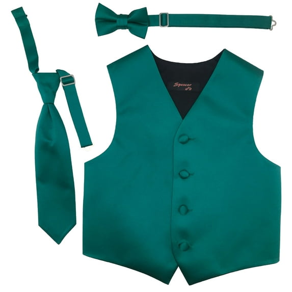 Teal Boys Satin Vest Spencer J - boys 7-8