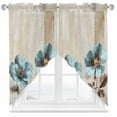 thumbnail image 1 of Teal Broccoli Swag Valances for Windows 2 Pack Rustic Farmhouse Flower Leaf Retro Brown Swag Kitchen Curtains 63 Inches Long Rod Pocket Short Window Treatment for Kitchen Bathroom 36"x63", 1 of 8