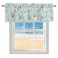 thumbnail image 1 of Teal Brown Coastal Window Valance for Kitchen, Summer Starfish Shell Coral Nautical Rod Pocket Short Curtain for Small Windows, Light Filtering Decorative Valance, 42 x 18 Inch, 1 of 9