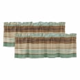 thumbnail image 1 of Teal Brown Curtain Valances for Windows, Kitchen Valance Window Treatments Panel 2 Pack, Farmhouse Rustic Wooden Plank Board Rod Pocket Short Curtains for Bathroom Bedroom 42 x 12 Inch, 1 of 8