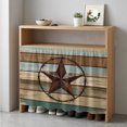 thumbnail image 1 of Teal Brown Farmhouse Cabinet Curtain 35"Wx35"L, Dustproof Under Sink Skirt with Self Adhesive Tape, Country Texas Star Vintage Cabinet Curtain Cover for Kitchen Sink, Bathroom Vanity, Laundry Room, 1 of 9