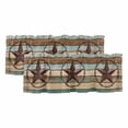 thumbnail image 1 of Teal Brown Farmhouse Valances for Windows, Country Texas Star Vintage Light Filtering Kitchen Curtains, Rod Pocket Window Valance Curtains for Living Room Bedroom, 42" W x 18" L, 2 Panels, 1 of 9