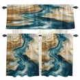 thumbnail image 1 of Teal Brown Kitchen Curtains Sets for Windows 36 Inch Length, Abstract Art Modern Water Ripple Rod Pocket Window Treatments Tier Curtains and Valances Set for Bedroom/Bathroom, 1 of 8