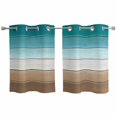thumbnail image 1 of Teal Brown Kitchen Curtains Small Short 39 Inch Length, Rustic Vintage Abstract Ombre Wooden Plank Grommet Top Bedroom Living Room Curtains, Light Filtering Cafe Curtain Drapes 2 Panels Set 55''x39'', 1 of 9