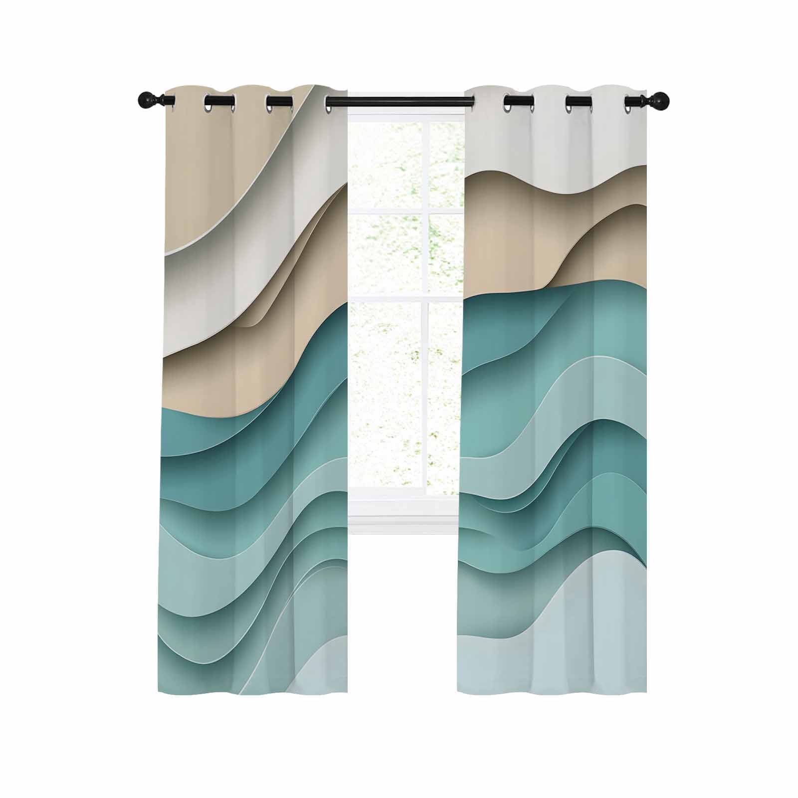 Teal Brown Ombre Blackout Curtains 45 Inches Long for Bedroom, Modern ...