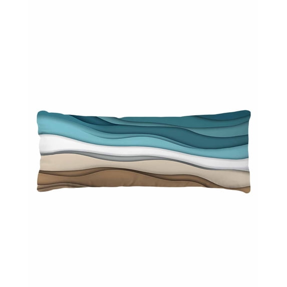 Teal Brown Ombre Body Pillow Cover 20 x 54 Inch Decorative Pillow Cover Modern Abstract Moire Aesthetics Lumbar Pillowcase Seasonal Rectangle Cushion Case for Couch Sofa Bed Living Room