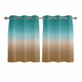thumbnail image 1 of Teal Brown Ombre Kitchen Curtains Short 45 Inch Length, Turquoise Gradient Modern Abstract Art Grommet Top Bedroom Living Room Curtains, Light Filtering Cafe Curtain Drapes 2 Panels Set 84''x45'', 1 of 9