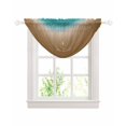 thumbnail image 1 of Teal Brown Ombre Sheer Waterfall Valance Curtains for Window, Turquoise Gradient Modern Abstract Art Rod Pocket Sheer Topper Swag Curtains for Living Room, Kitchen 38.5"W x 47.2"L, 1 Panel, 1 of 7