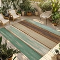 thumbnail image 1 of Teal Brown Outdoor Rug for Patio/Deck/Porch, Non-Slip Large Area Rug 4 x 6 Ft, Farmhouse Rustic Wooden Plank Board Indoor Outdoor Rugs Washable Area Rugs, Reversible Camping Rug Carpet Runner, 1 of 8