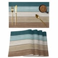 thumbnail image 1 of Teal Brown Placemats Set of 4 Farmhouse Vintage Abstract Wooden Grain Place Mats Indoor Wipeable Table Mats Washable Cloth Dining Table Placemats for Kitchen Holiday Party Home Decor 13x19 Inch, 1 of 9