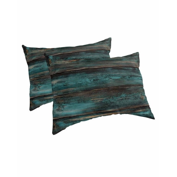 Teal Brown Plank Prints Pillow Covers King Size 2 Pack, Farmhouse Vintage Wooden Grain Soft Bed Throw Pillowcases Breathable Cooling Long Lumbar Body Pillow Sham Cover for Bed Sofa 20''x36''
