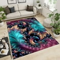 thumbnail image 1 of Teal Brown Red Feather Area Rug, Dark Blue Black Rectangular Indoor Rug, Boys Girls Rug Anti-Slip Machine Washable Soft Modern For Dormitory Bedroom Hotel 2x3ft, 1 of 6