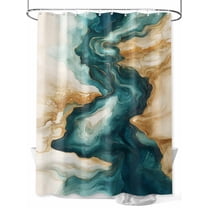 Teal Brown Shower Curtain Set ，Waterproof Fabric Shower Curtains Abstract Art Water Ripple Modern Marble Shower Curtains for Bathroom,Bathroom Decor 36"x72"