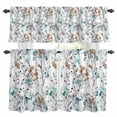 thumbnail image 1 of Teal Brown Spring Floral Kitchen Curtains Sets for Windows 36 Inch Length, Summer Botanical Abstract Rod Pocket Window Treatments Tier Curtains and Valances Set for Bedroom/Bathroom, 1 of 8