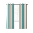 thumbnail image 1 of Teal Brown Stripe Blackout Curtains, Light Blocking Print Window Curtains, Gradient Geometric Vertical Striped Thermal Insulated Window Drapes for Living Room Kitchen Cafe 2 Panels, 55"W x 39"L, 1 of 9