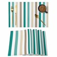 thumbnail image 1 of Teal Brown Stripe Placemats Set of 12 Gradient Geometric Vertical Striped Place Mats Indoor Wipeable Table Mats Washable Cloth Dining Table Placemats for Kitchen Holiday Party Home Decor 13x19 Inch, 1 of 9