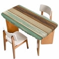 thumbnail image 1 of Teal Brown Table Cloths for 3 Foot Rectangle Tables, Farmhouse Rustic Wooden Plank Board Patio Waterproof Elastic Fitted Tablecloths, Washable Rectangular Table Cover for Camping, 1 of 8