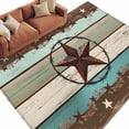 thumbnail image 1 of Teal Brown Texas Star Large Area Rugs for Bedroom Living Room, Soft Non Slip Carpet Bedside Rug, Farmhouse Country Wooden Rectangular Floor Cover Kitchen Accent Rug 5'x7' for Dining Room/Office, 1 of 9