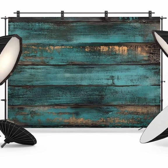 Teal Brown Vintage Wood Backdrop for Photography,Fabric Photo Background Backdrop,Abstract Retro Shabby Plank Photo Booth Background for Portrait Photoshoot Video Wedding Studio Decor Banner 7x5ft