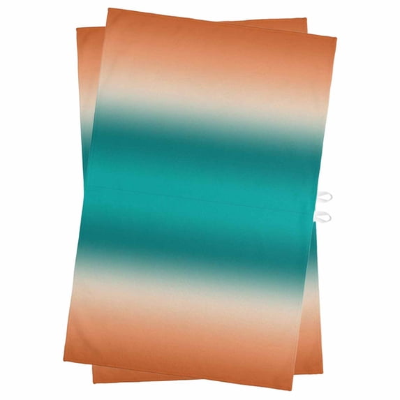 Teal Burnt Orange Ombre Kitchen Towels Set of 2, Water Absorbent Dish Towel, Modern Gradient Abstract Art Decorative Hand Towels - Quick Drying Cloth for Cooking Baking, 18x28 Inch